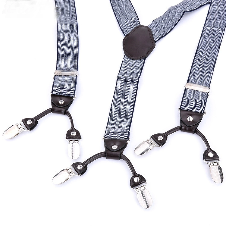 Jacquard Webbing Elastic Braces Leather Button Holes Garment Suspenders (RS-17019)