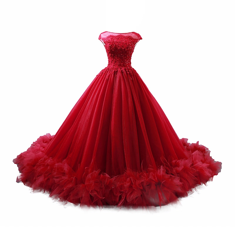 Red Quinceanera Robes Bola 15 anos de casamento Lace noite vestidos E237