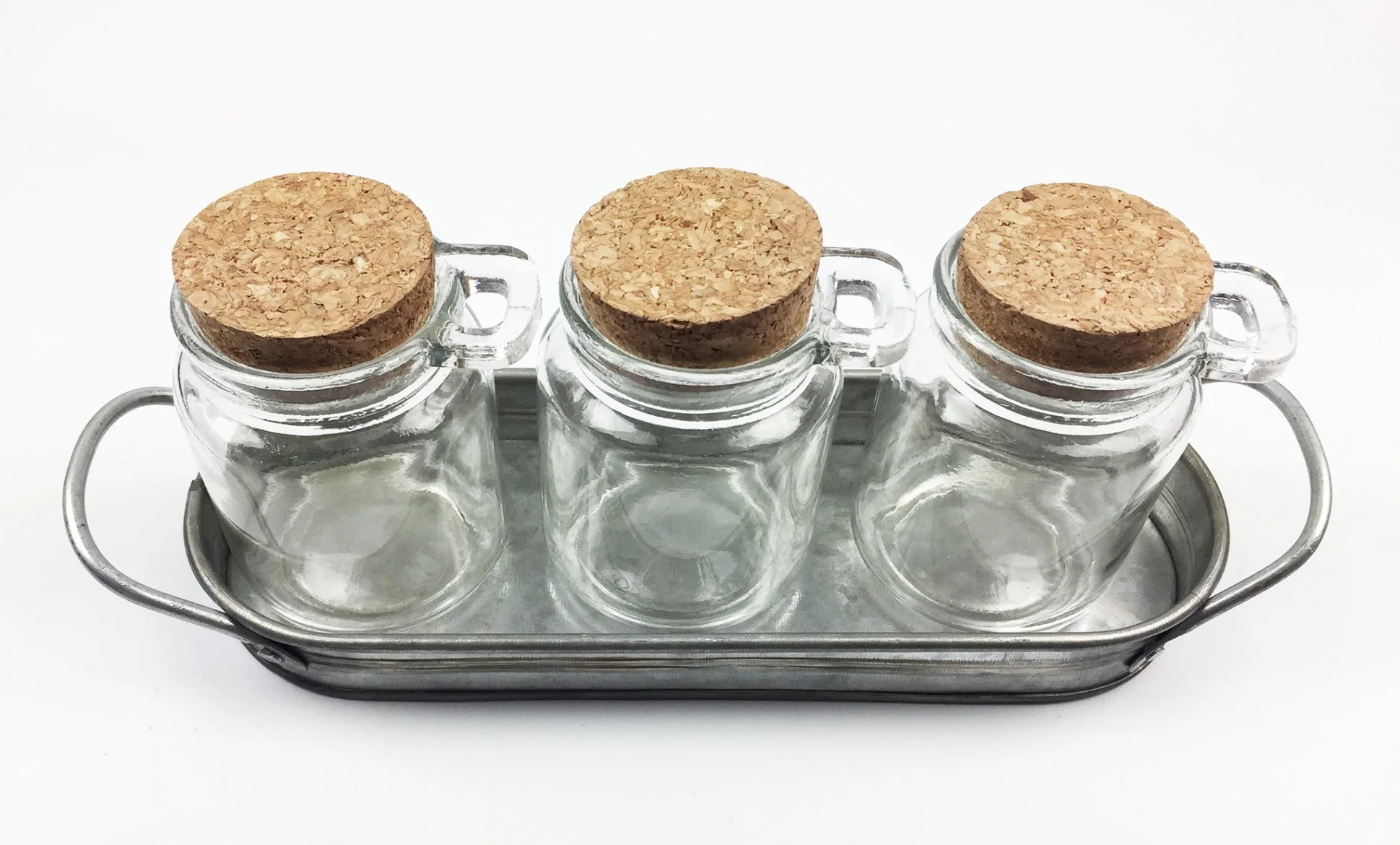 High Borosilicate Airtight Glass Storage Jars Set Condiment Jar Set and Tray