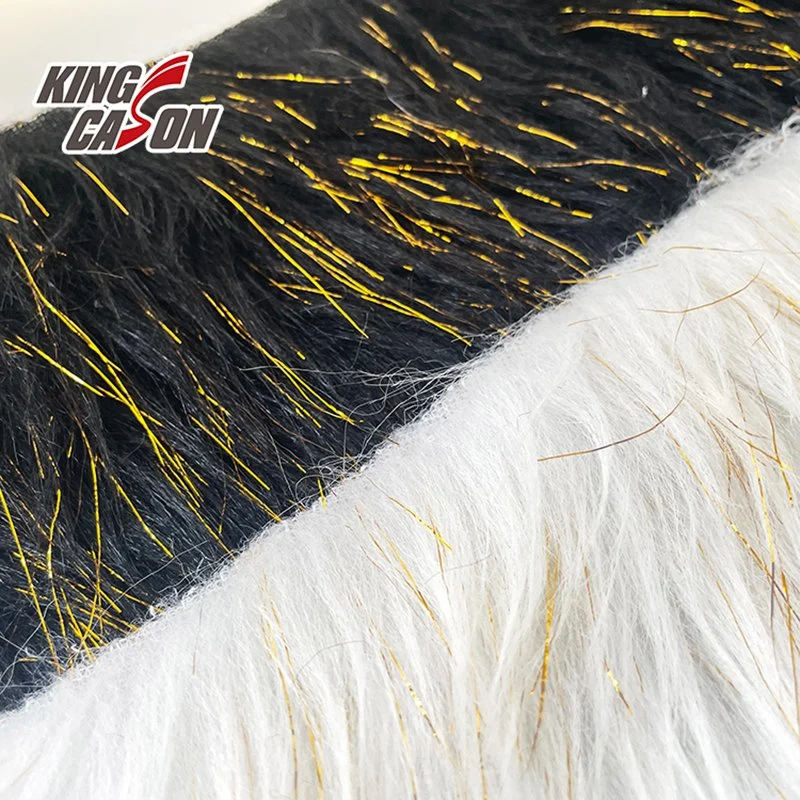 Kingcason ODM OEM Free Sample 7cm Gold Line Faux Fur Fabric for Home Textile