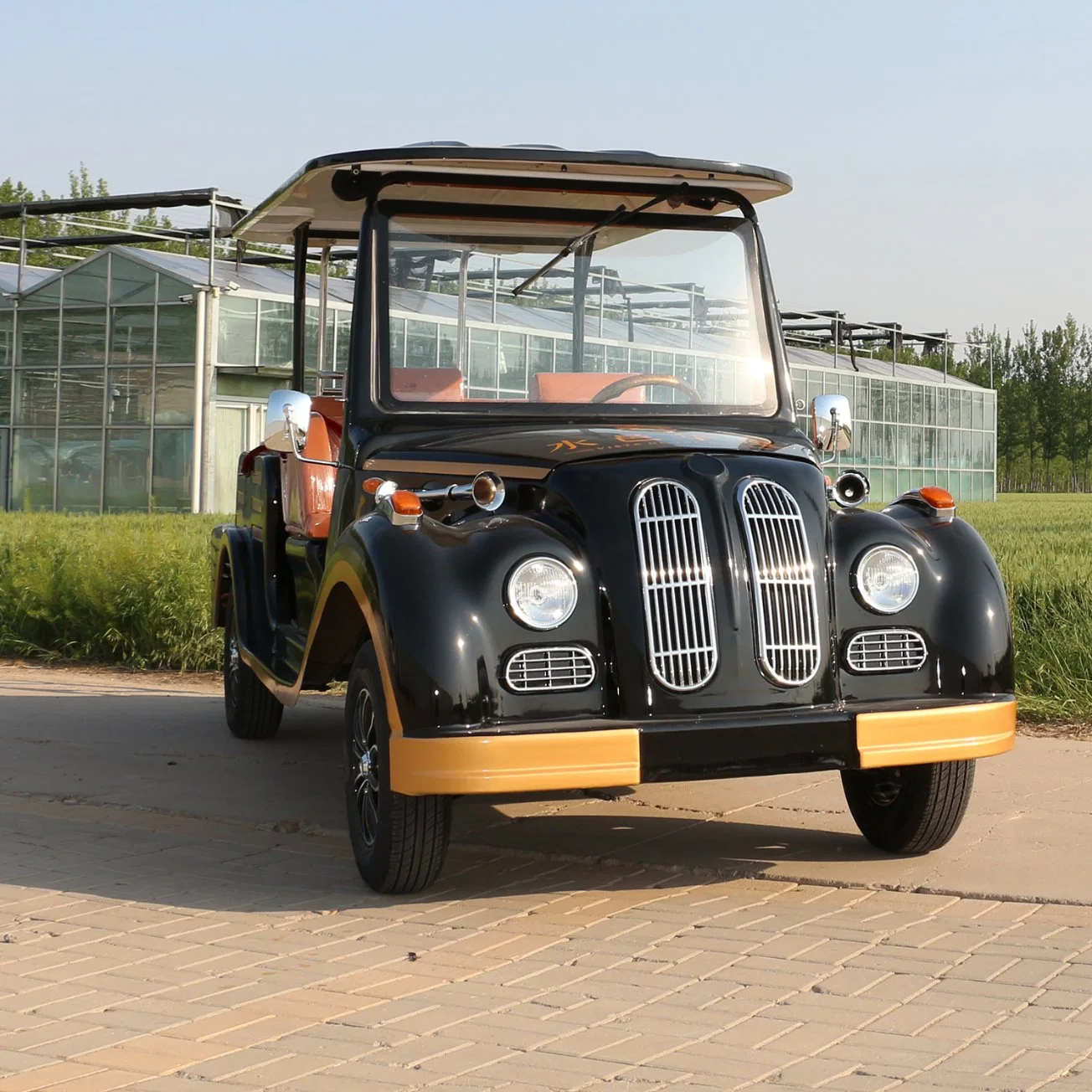 Fabricant chinois de voitures de tourisme électriques classiques rétro à 8 places bon marché.