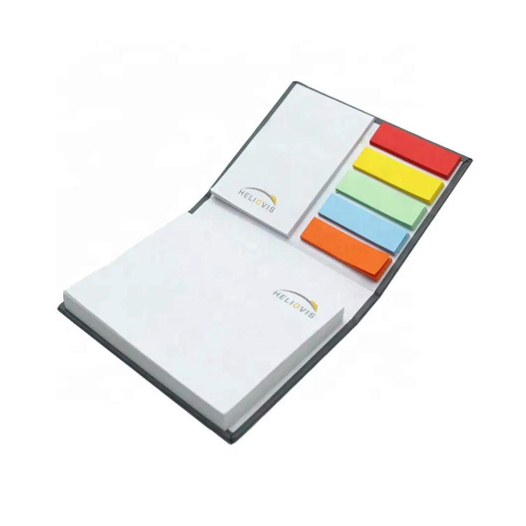 Promotional Customized Rectangular Desktop Sticky Note Set and Leather Box Memo Pad with Custom Logo