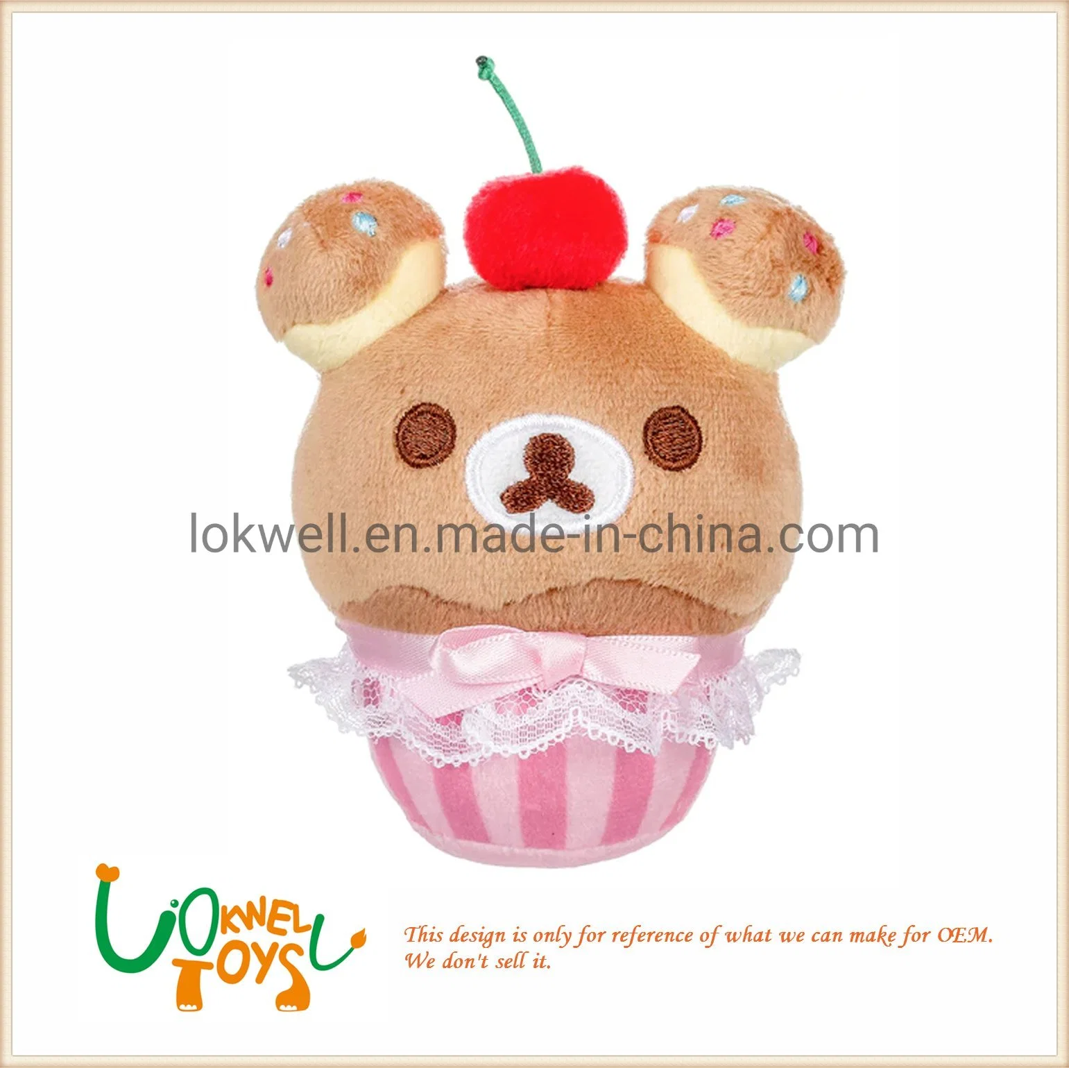 Cute Brown Bear Toys with Cupcake Doll Plush Stuffed Keychain