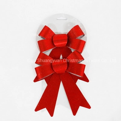 2pcs PVC Laser rouge Bowknot Festival de cadeau de Noël Décoration