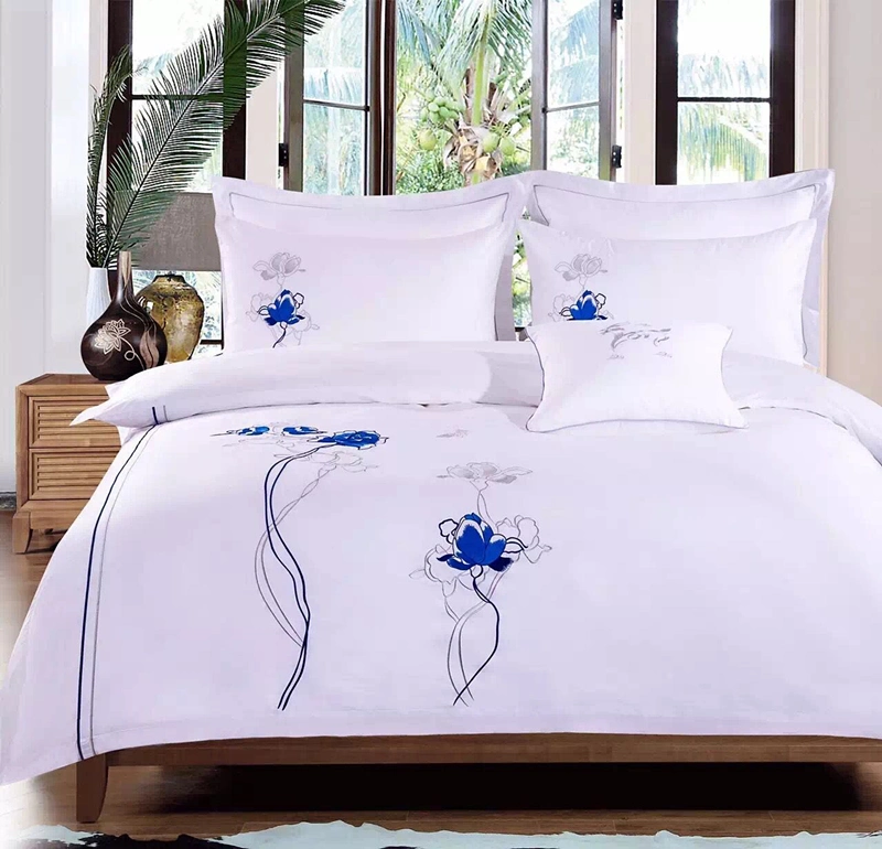 OEM Simple-Style White Stickerei Baumwolle Bettwäsche Sets Quilt Cover Für das Hotel