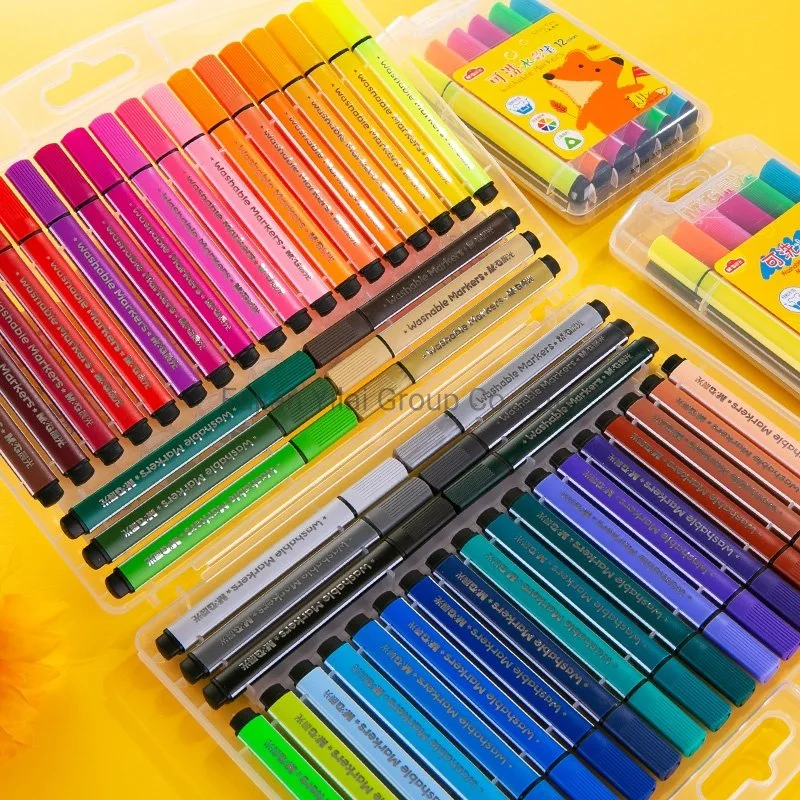 Peintures d'art lavables grande capacité 48 couleurs stylo couleur d'eau Définir pour enfants