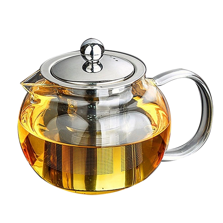 En gros le verre de thé personnalisé de couleur claire pot avec filtre en acier inoxydable des tasses à thé de verre et de boire ensemble pour la maison