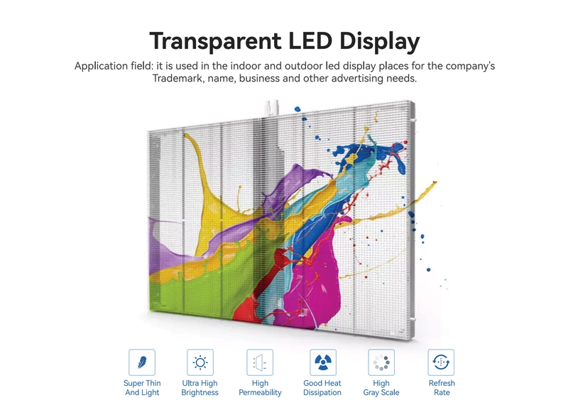 دعم شاشة LED شفافة صغيرة الحجم P7.81 للمبنى الخارجي