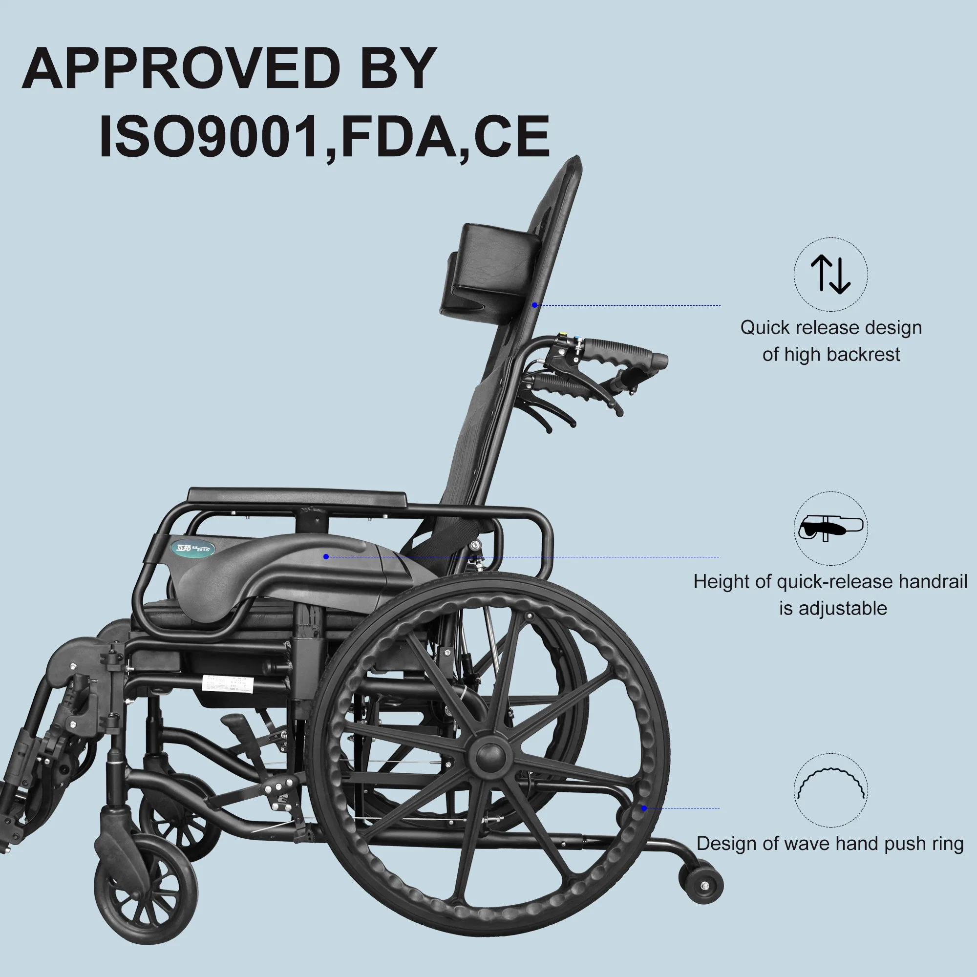 Adult Manual Wheelchairs, Wheelchair with Non-Pneumatic Tires for Home Rehabilitation