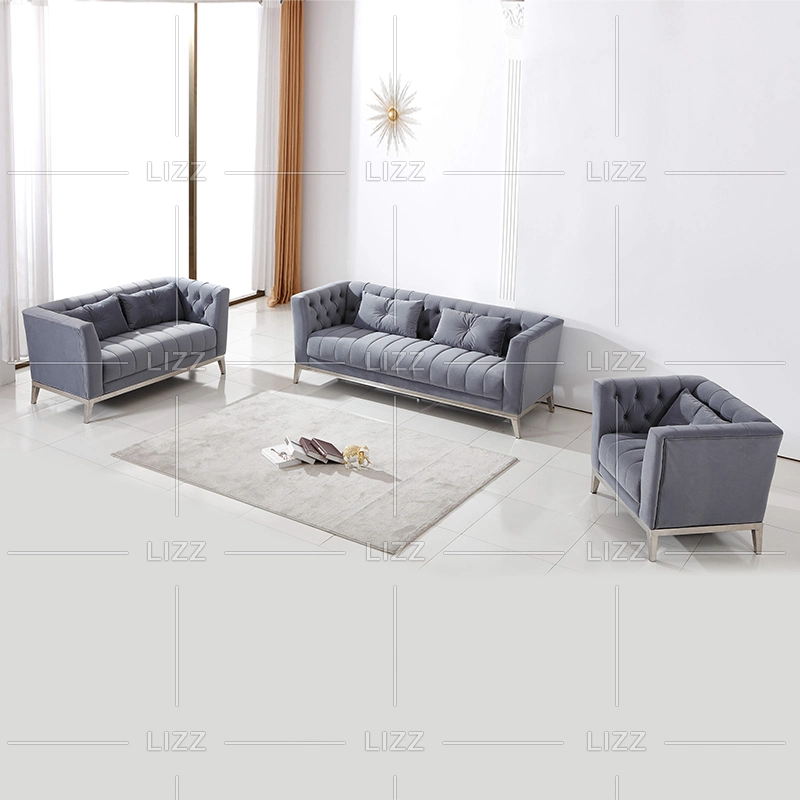 Italian Modern Design Chesterfield Fabric Sofa Set for Living Room Furniture