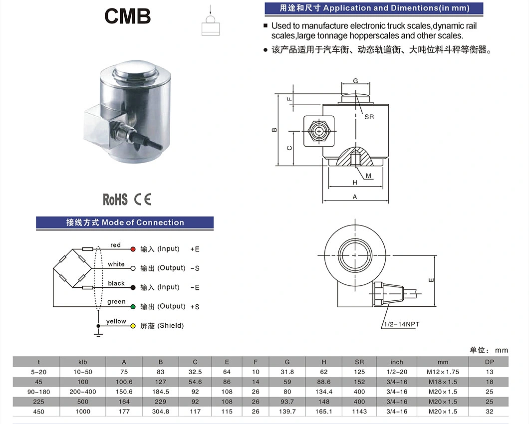 A CMB 10t Escalas Tremonha de grandes tonelagens coluna de sensor de silo de célula de carga