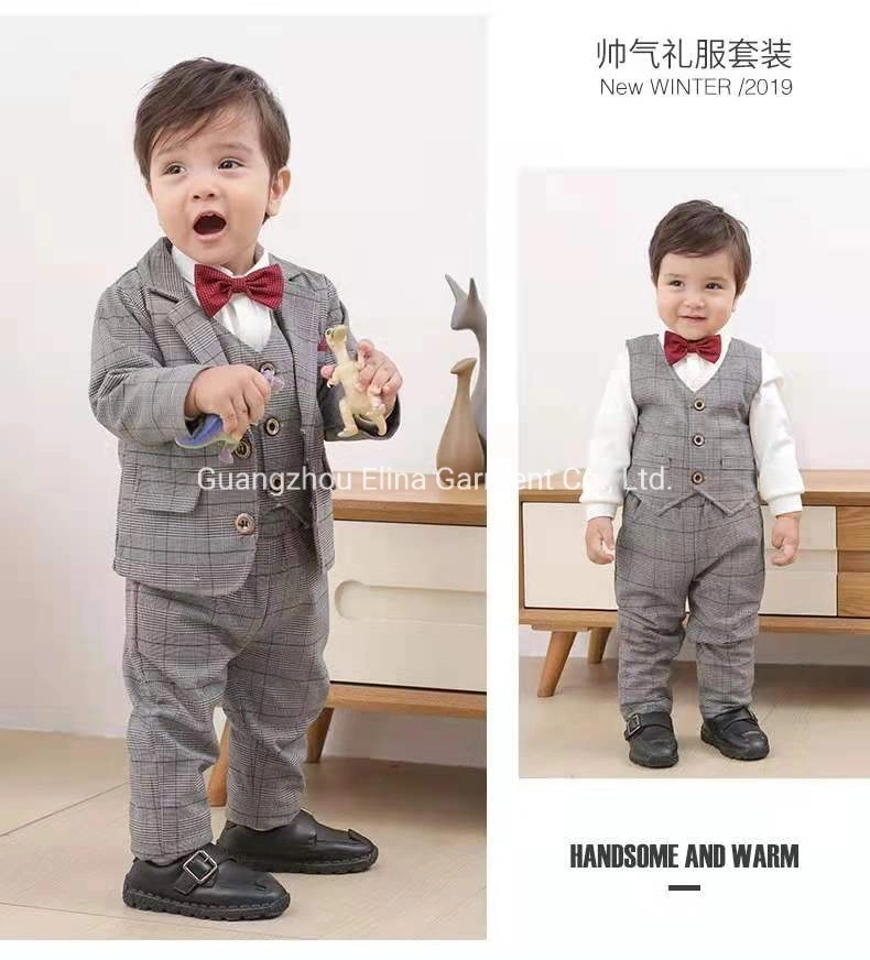 2021 New Winter Gentleman Long-Sleeved Handsome Cotton 4 -Piece Newborn Baby Clothes Boys Apparel