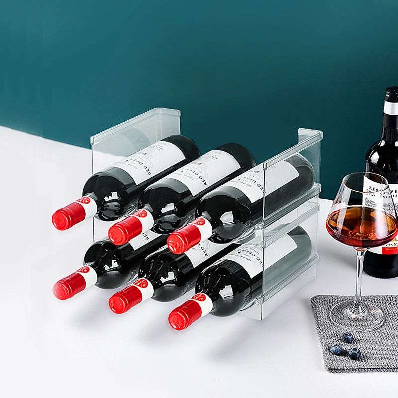 Cozinha armazenamento Frigorífico porta-copos com visor de vinho e suporte para copos de água