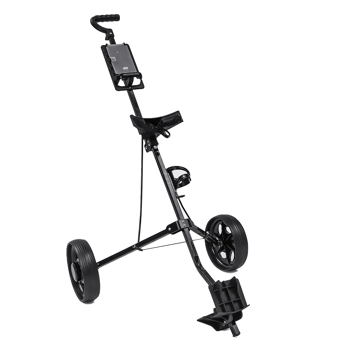 Golf Push Cart Drehbarer Faltbarer 2 Rad Zug Cart Golf Trolley mit Schirmständer Golfwagen