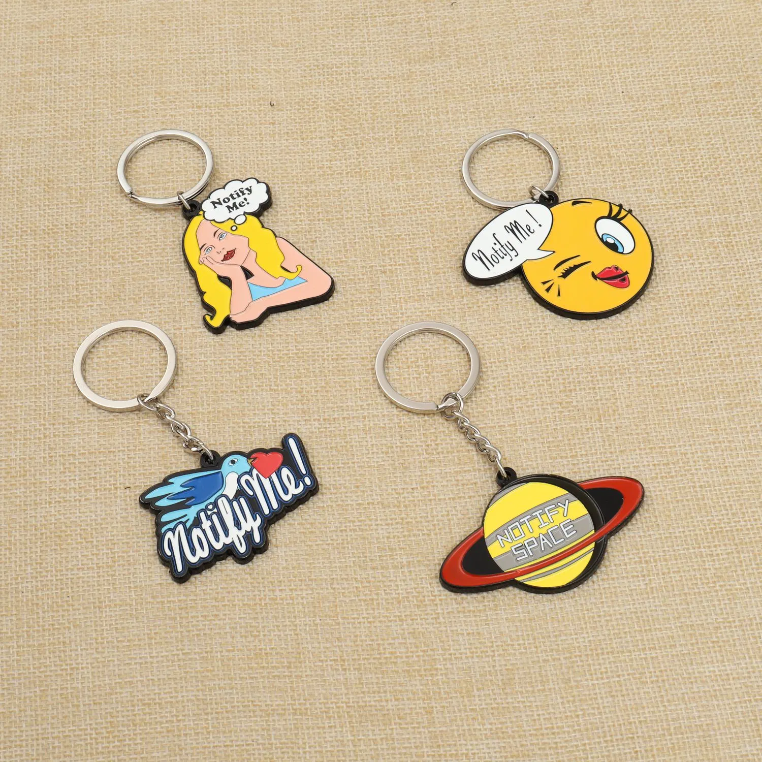 Customized Metal Soft Enamel Promotional Gifts Keychain Key Ring Keyring Key Chain with Spinning