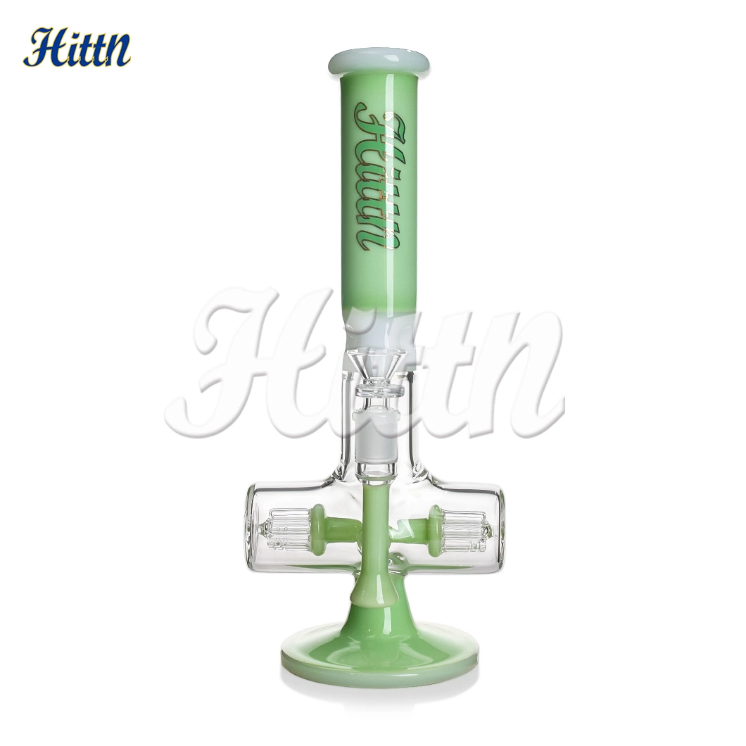 Hittn Heavy Glass 11.7 Inches Milk Pink Tree Arms Perc Dry Herb 14mm Joint Glass Smoking Water Pipe Lighter