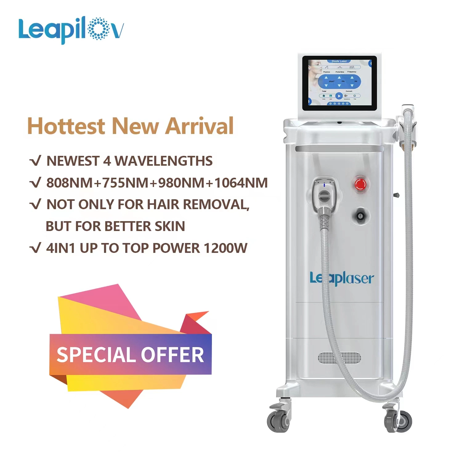 معدات التجميل بالليزر لإزالة الشعر من تصنيع الأجهزة الأصلية 755nm 808nm 1064nm Leaplaser