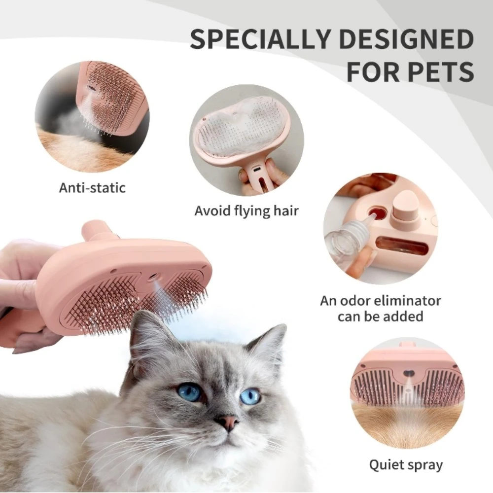 Escova para cães com limpeza automática em spray adequada para longos e curtos Cães e gatos do cabelo