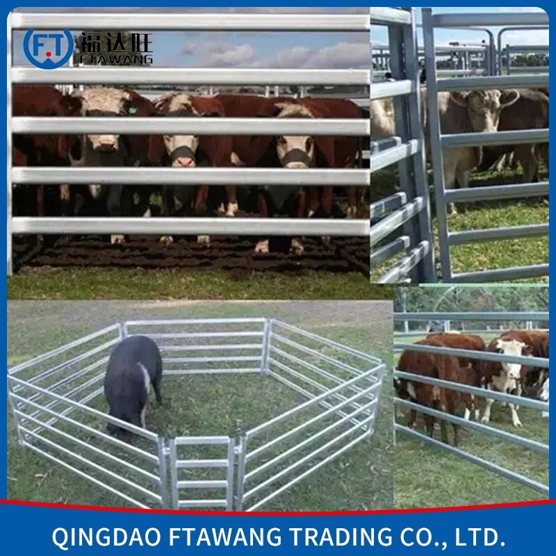 12 FT Heavy Duty Livestock Cattle Corral Fence and Horse Round Pen Panels Farm Fence USA Metal Steel Sliver 5 or 6 Bars