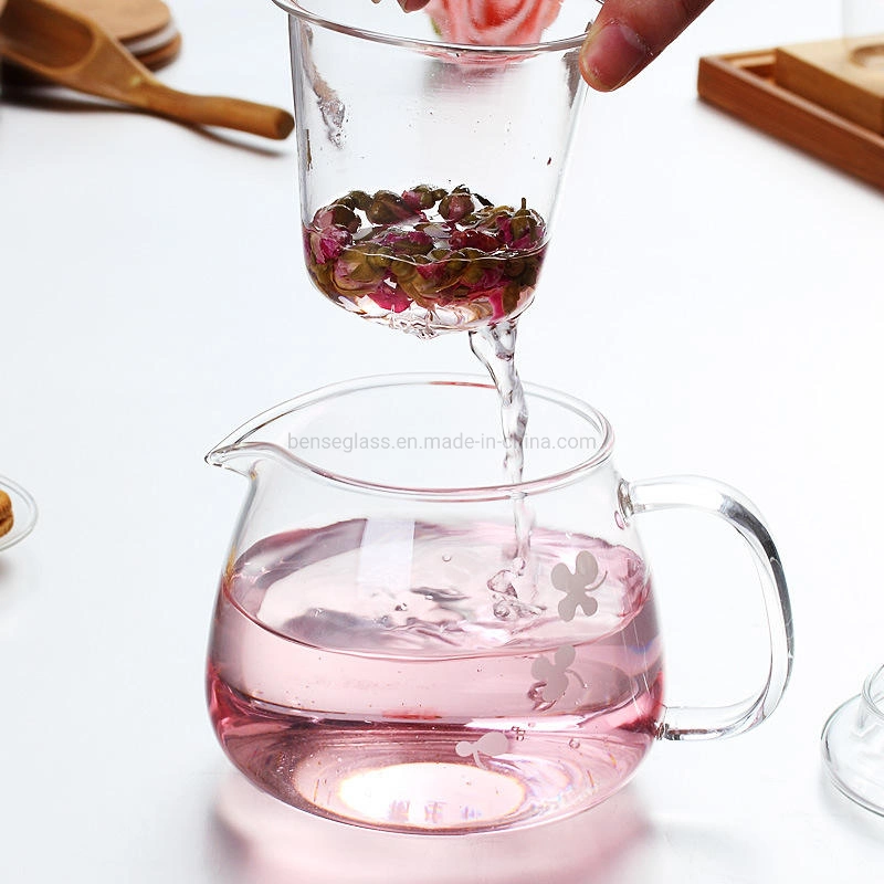 Glass Tea Set Glass Teapot Tea Infuser and Double-Wall Insulated Glass Cups Filter Tea Set