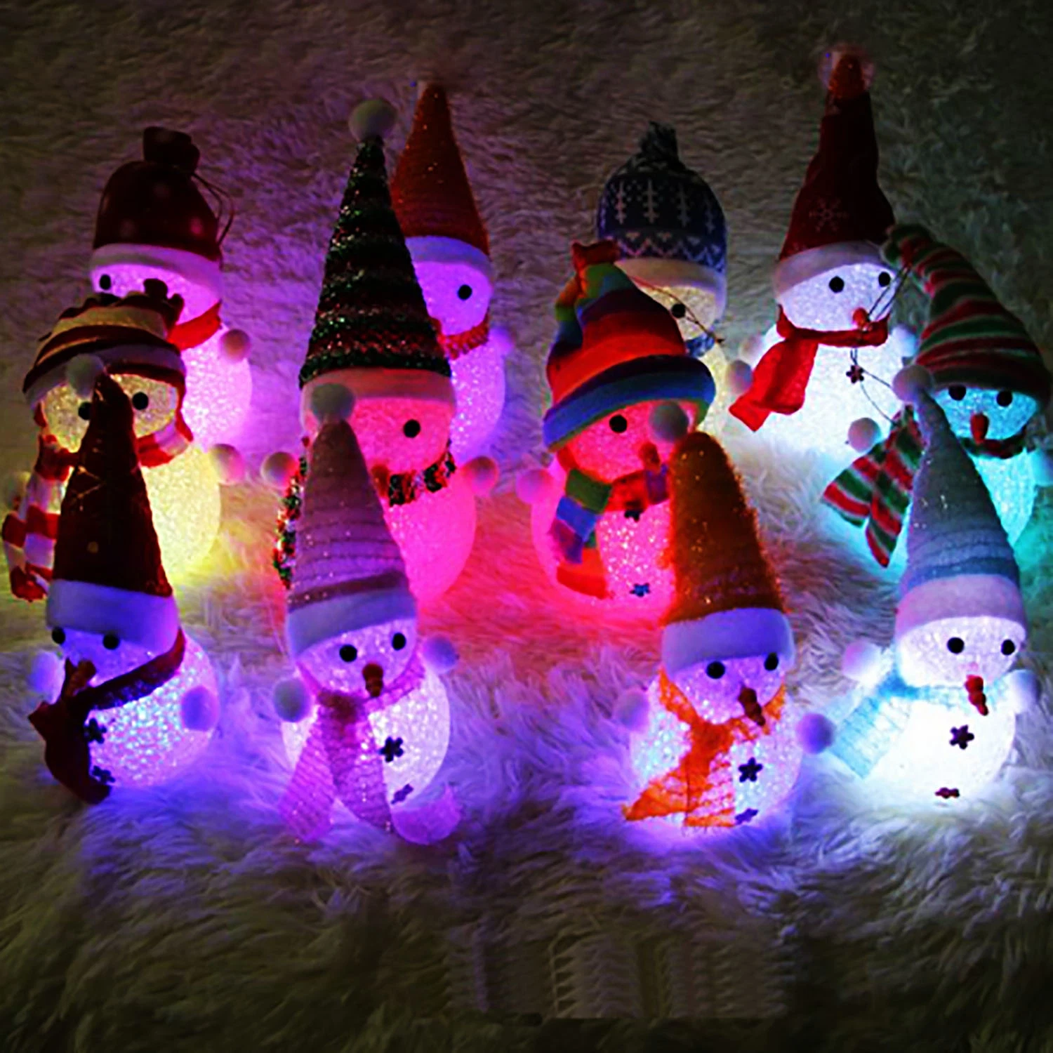 LED Lights Christmas Snowmen Colorful Crystal Grain Christmas Snowman Night Lamp LED