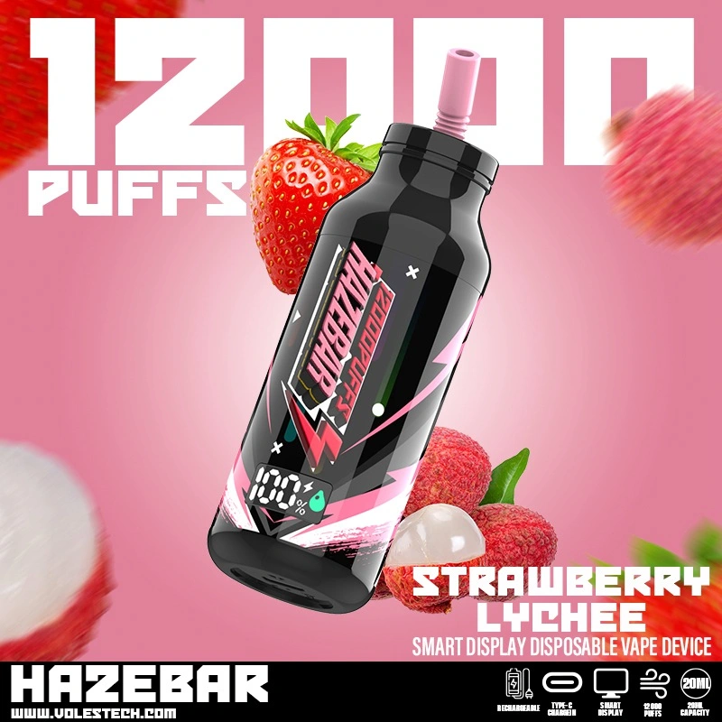 Shenzhen vape Hazebar desechable VAPE 12000 Puff Bar 12K Puffs Pantalla de visualización malla líquida bobina Electrónica cigarrillo Alibaba Puff Distribuidores