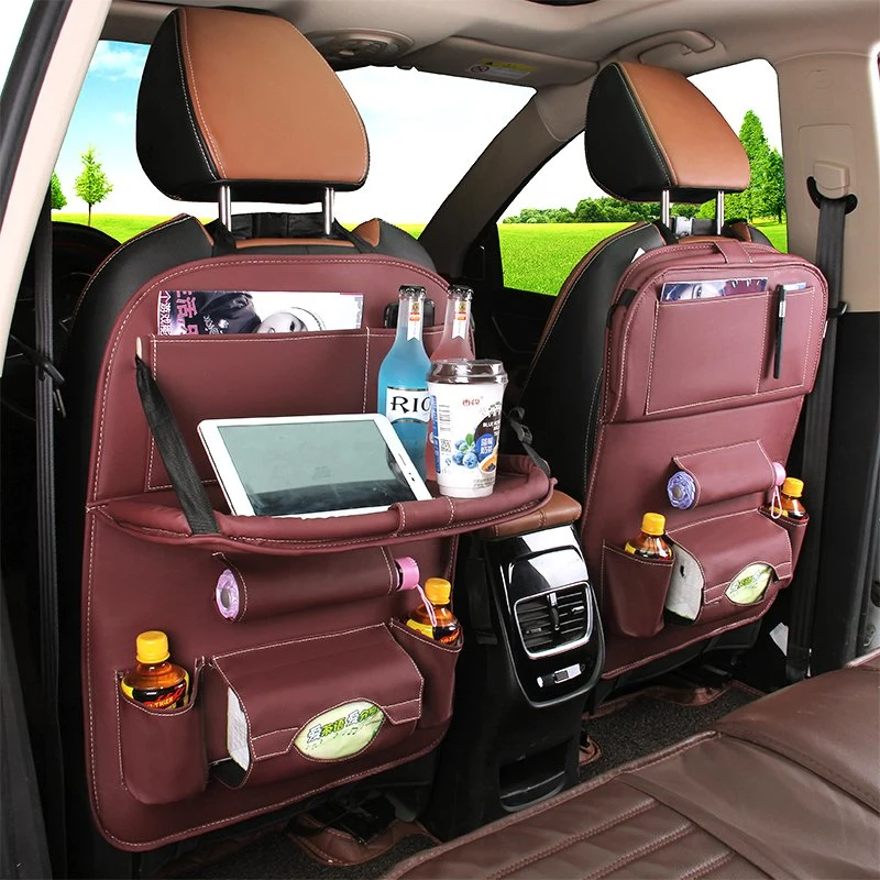 Organizador de asientos de coche con compartimentos múltiples