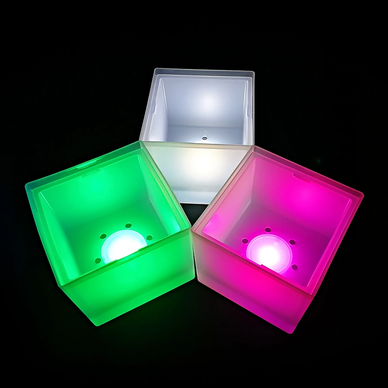 LED made plástico Cubo de Hielo Champagne con luz LED