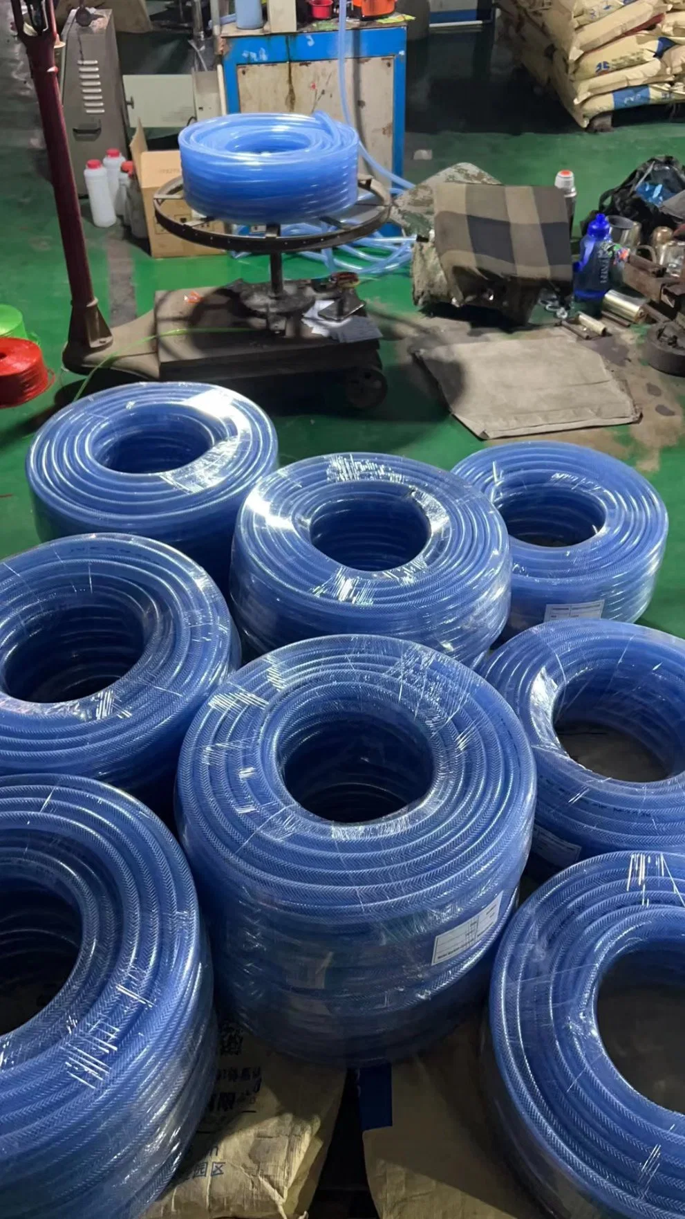 O PVC azul reforçados com fibra de borracha de água Transparente Flexível do Tubo Plástico Manguera Mangueira de Agua