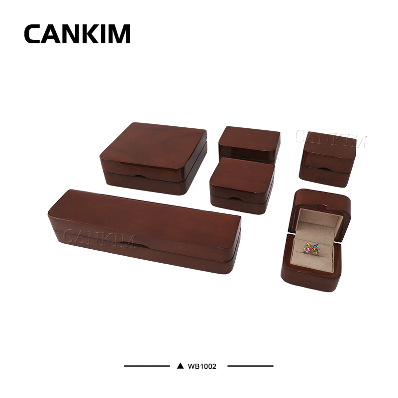 Brown High Quality Luxury Wooden Jewelry Box Wooden Box Packaging Jewelry Wooden Jewelry Box in One Set