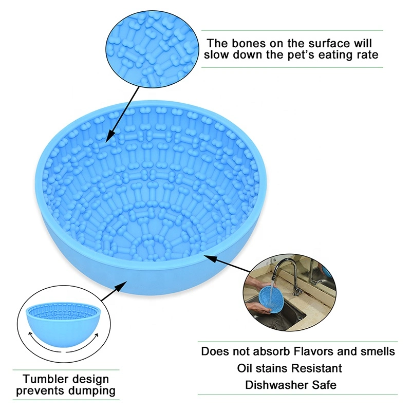 BPA Free Food Grade Silicone Semicircular Design Dog Feeding Food Bowls Pet Puppy Slow Down Eating Feeder Dish Bowls Prevent Obesity Animals Feeding Bowl