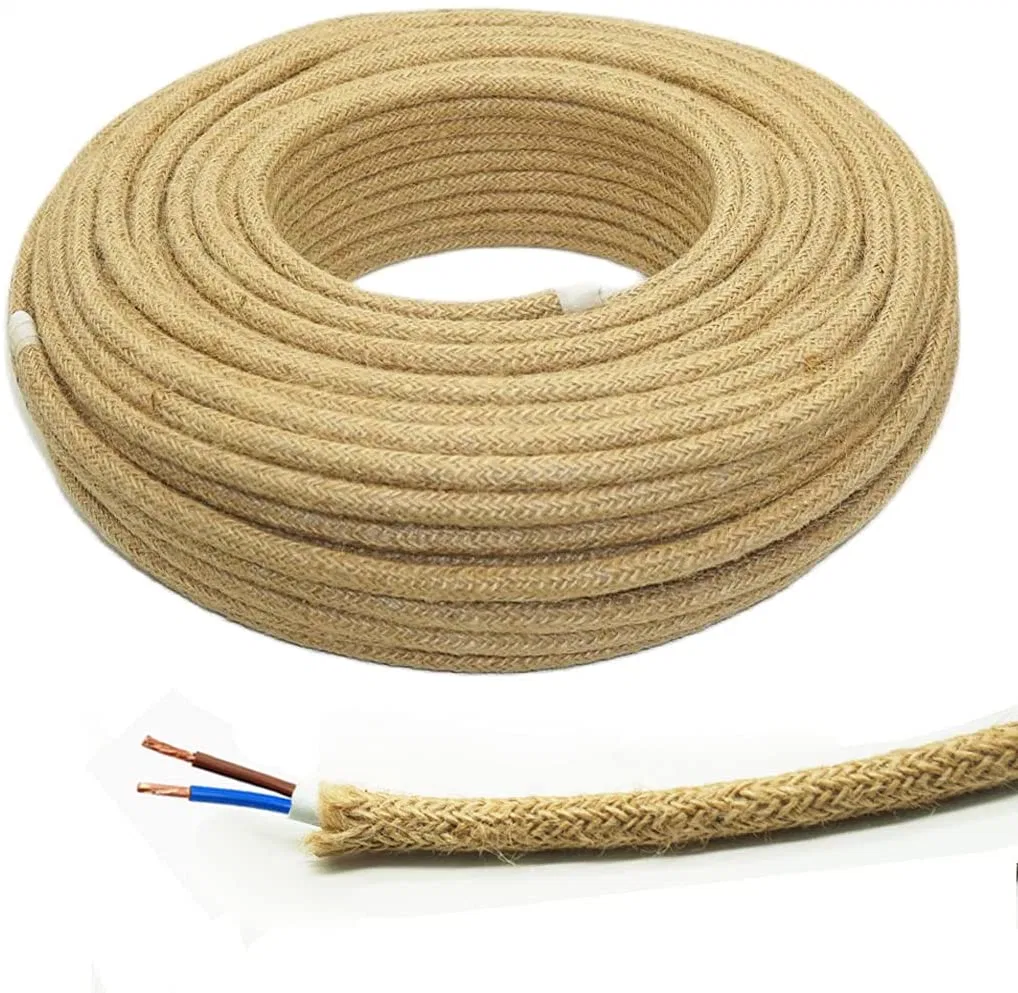 Cuerda de cable de luz eléctrica, cable eléctrico Industrial de antigüedades, natural de la cuerda de cáñamo cubierto el cable cable de la lámpara de estilo vintage