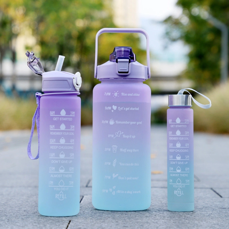 3 in 1 Plastic Drink Motivation Motivational Water Bottles Bottle Set