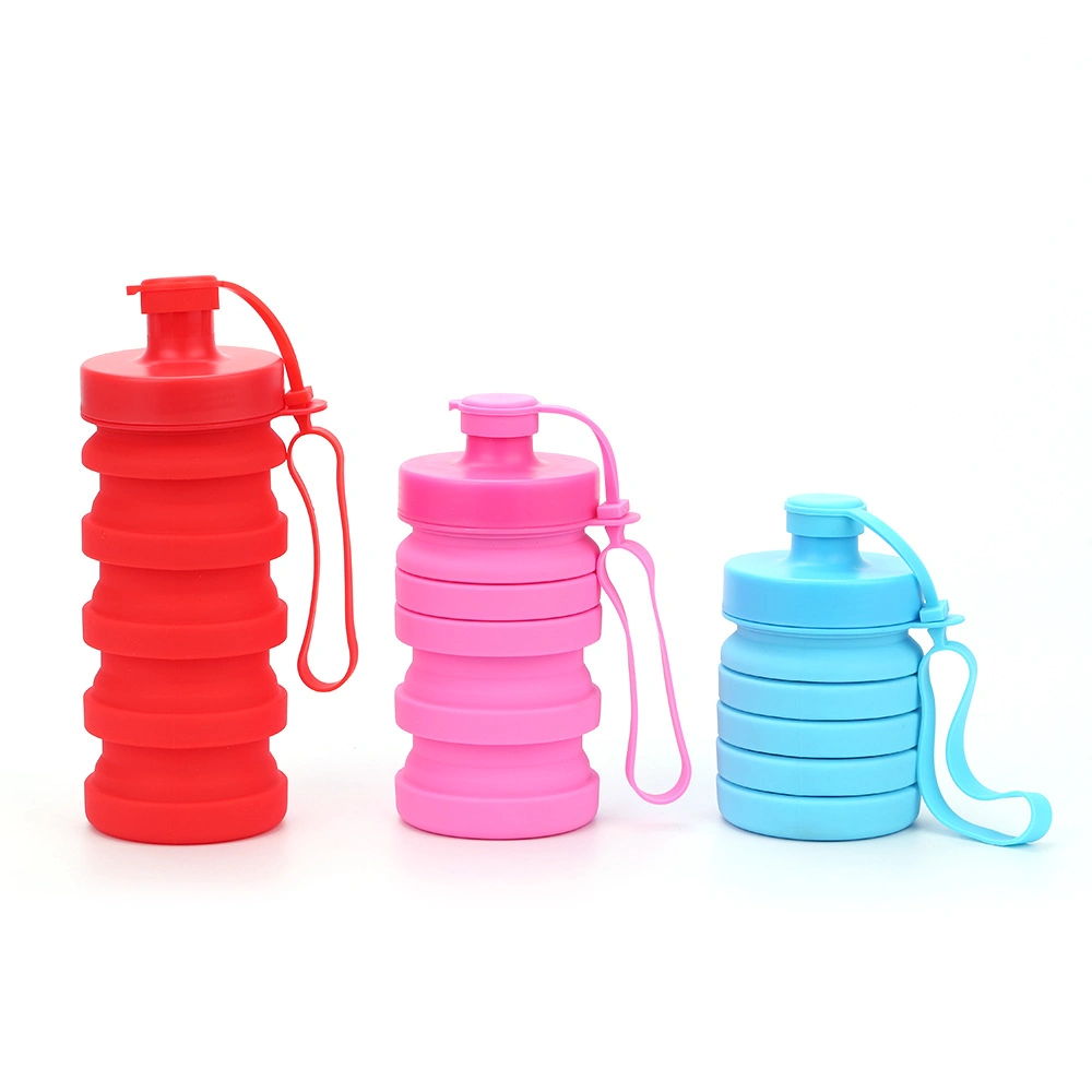 Silicone Sports escamotable pliable portable bouteille d'eau Sports de plein air Tasse de voyage de randonnée de l'eau