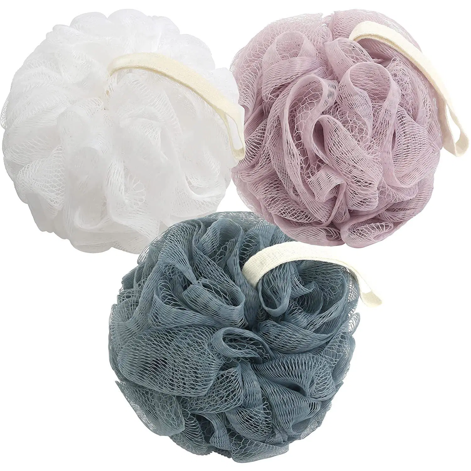 Custom Logo Assorted Colors Sponge Shower Mesh Pouf Exfoliating Beautiful Loofah Shower Sponge Bath Ball