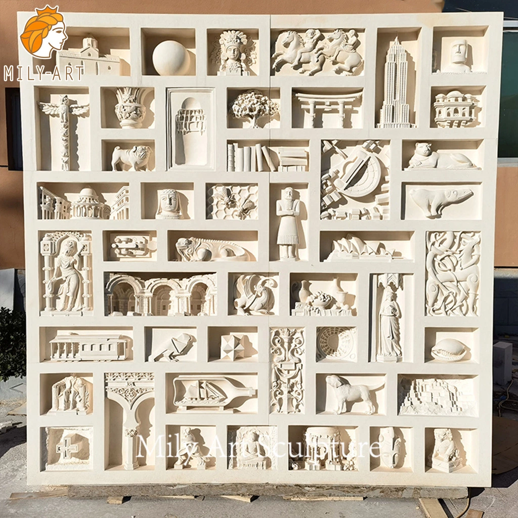 Modern Creative Custom Design Decoration Hand Carved Marble Relief