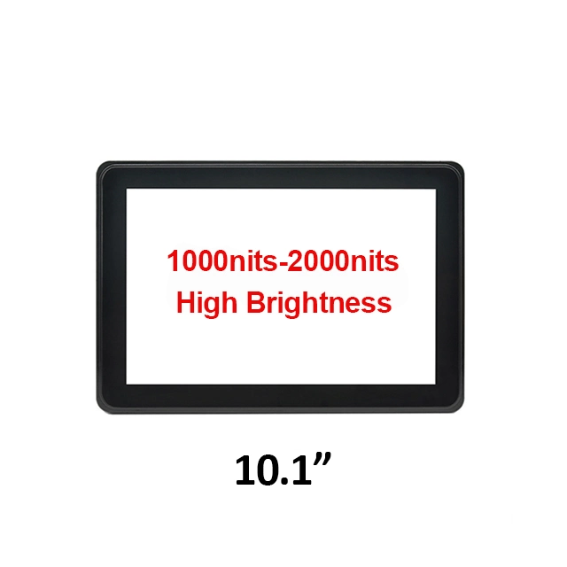 10.1 Inch Brightness 1000 Nits Open Frame Touch Screen Monitor IPS HD Display with Anti-Glare Glass LED Backlight Readable in The Sun for Outdoor Koisk Machine