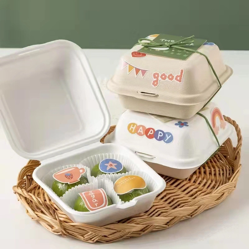 Disposable Bento Lunch Box Baking Cak Food Container Dessert Environmental Protection Snack Box Microwavable Bento Box