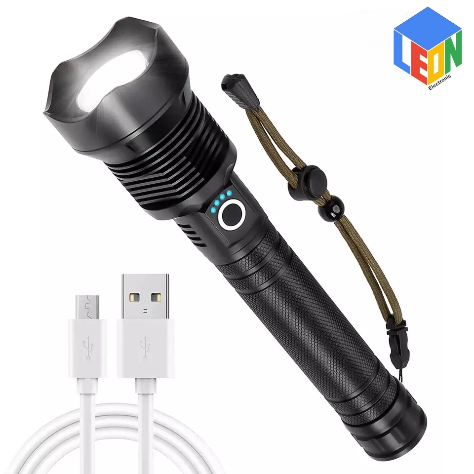 Linterna LED de alta potencia Waterproof Zoom in Zoom out recargables USB Portatil linterna de mano de Camping Searchlight