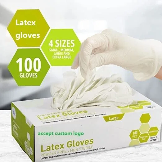 High quality/High cost performance  Latex OEM Logo Custom Powder-Free Teeth Dental Food Service Healthcare Cleaning Disposable-Glove Latex Glove Gloves