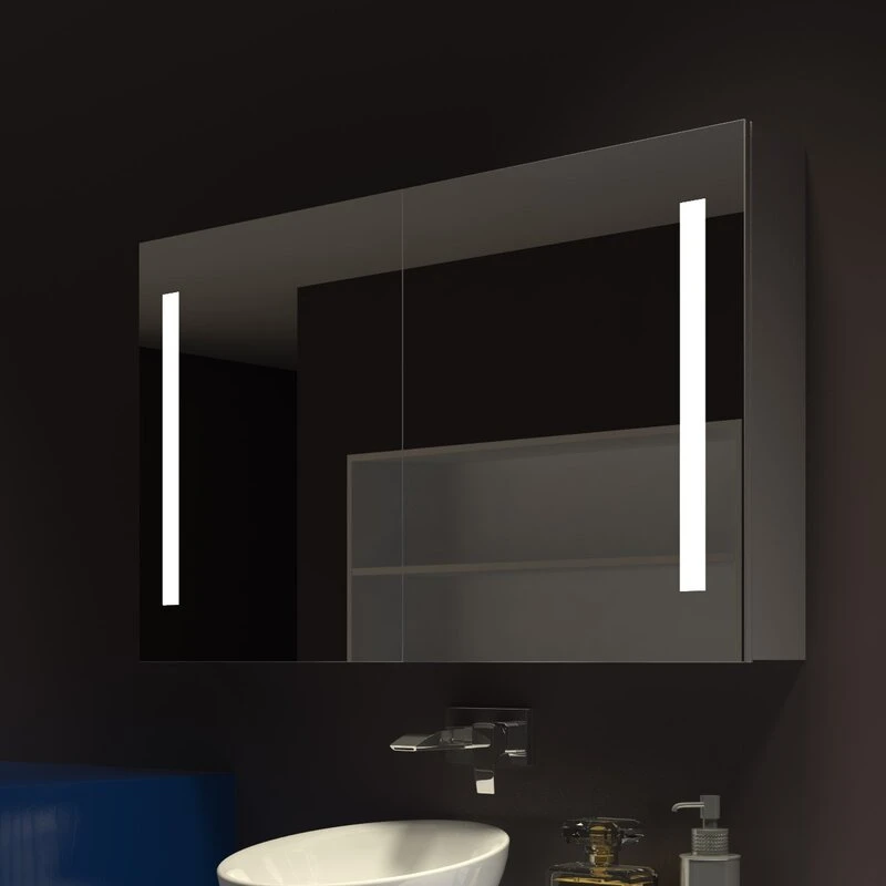 Diseño avanzado espejo de medicina iluminado Vanity montado en pared Bluetooth función Accesorios de baño iluminados LED de armario