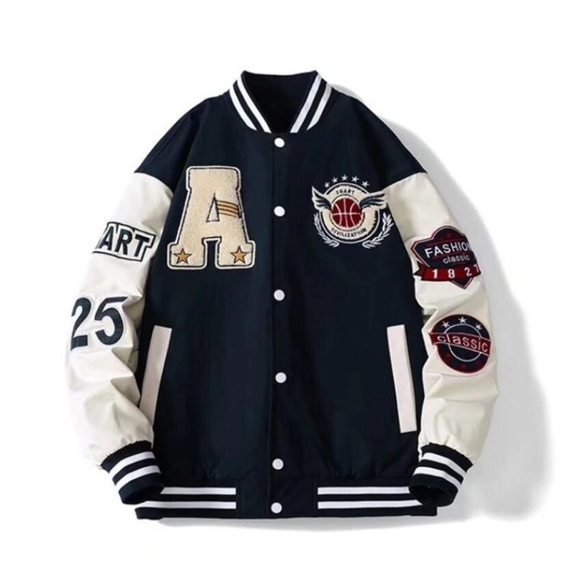 Vigour Custom Chenille Embroidery Long Sleeve Baseball Letterman Varsity Jacket for Men