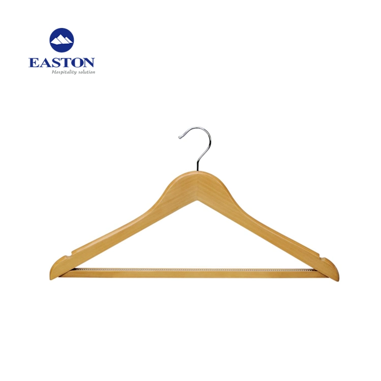 Hotel Male Wooden Hanger with Anti-Slip Rubber Teeth