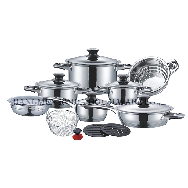 Factory Price Mirror Polish Wide Edge Stainless Steel Cookware Set