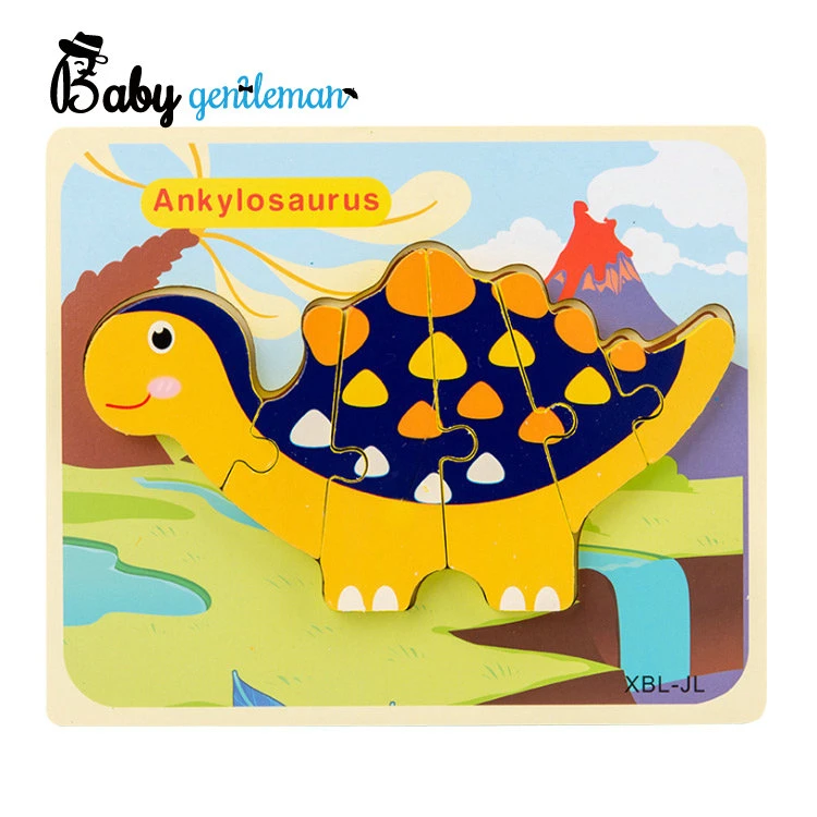 Popular Wooden 3D Dinosaur Puzzle Animal Shape Matching Toy for Children Z14129d