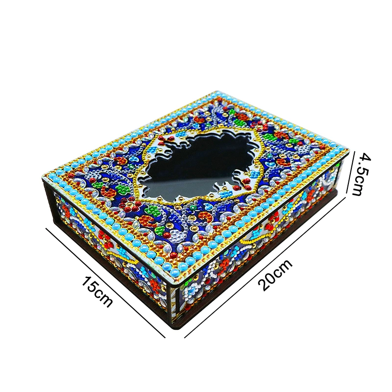 2023 Diamond Painting DIY Creative Diamond Walnut Wooden Box with Mirror Cosmetic Diamond Painting Jewelry Box Packing