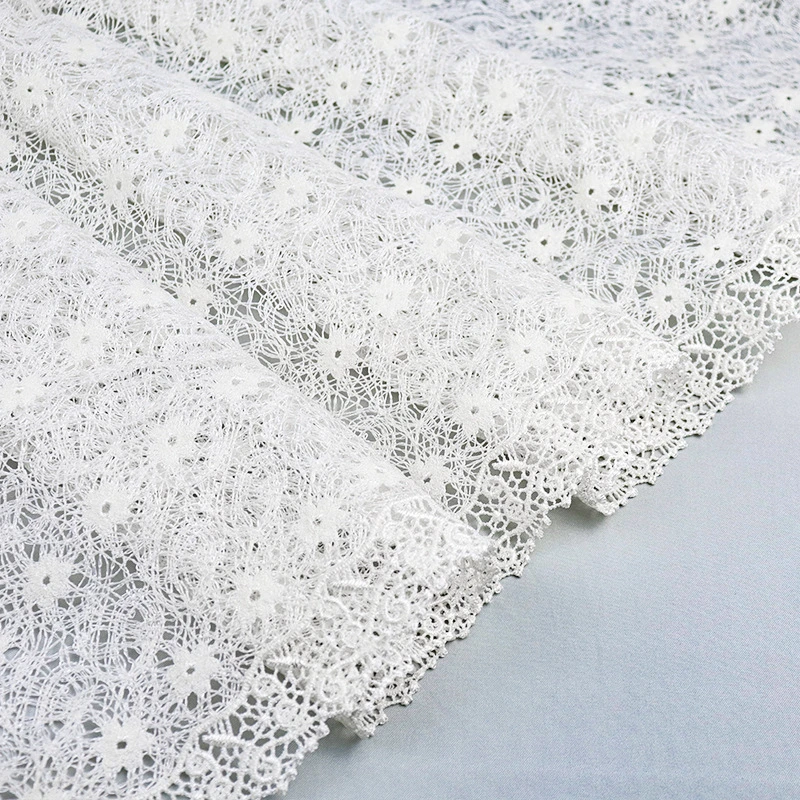 Custom Fancy 1.3m Embroidery Polyester Lace Fabric for Dress Home Textiles