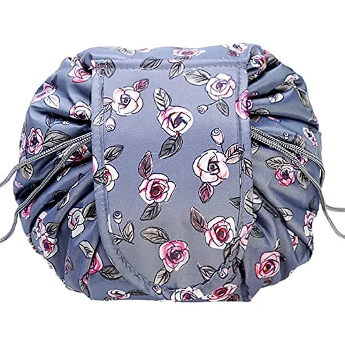 Travel Makeup Bag Quick-Pull Drawstring Magic Cosmetic Pouch Large Capacity Waterproof Makeup Organizer for Women and Girls Gifts