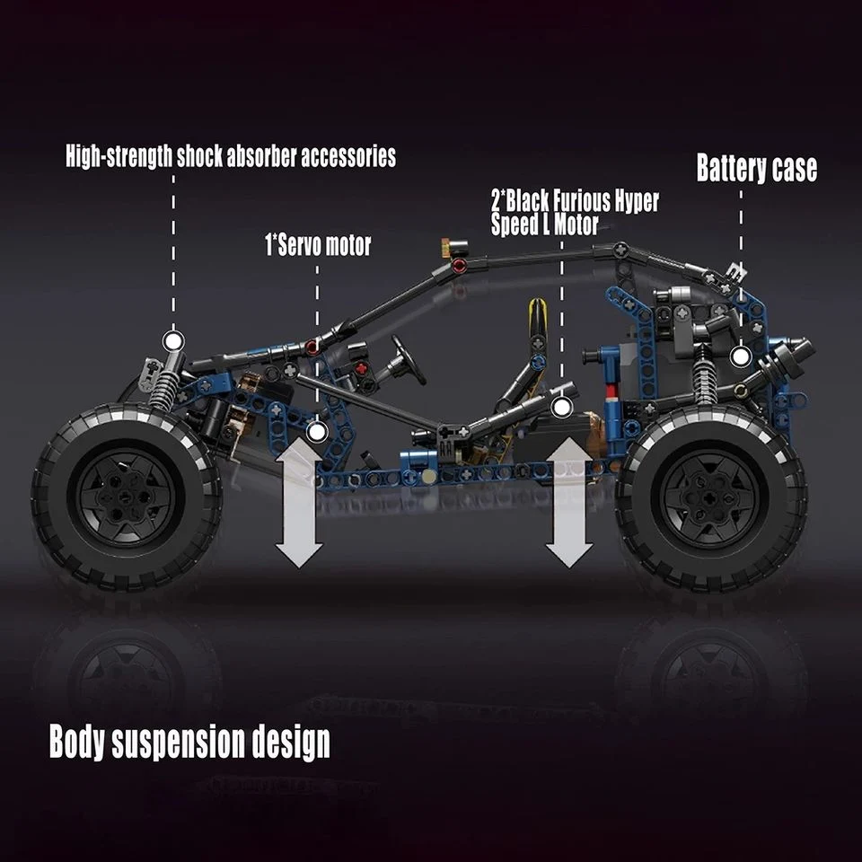 Rei do molde 18018 Moc Alto- Technic Buggy Relâmpago modelo de automóvel de deserto APP RC Racing Cars Brinquedos de tijolos de blocos de construção