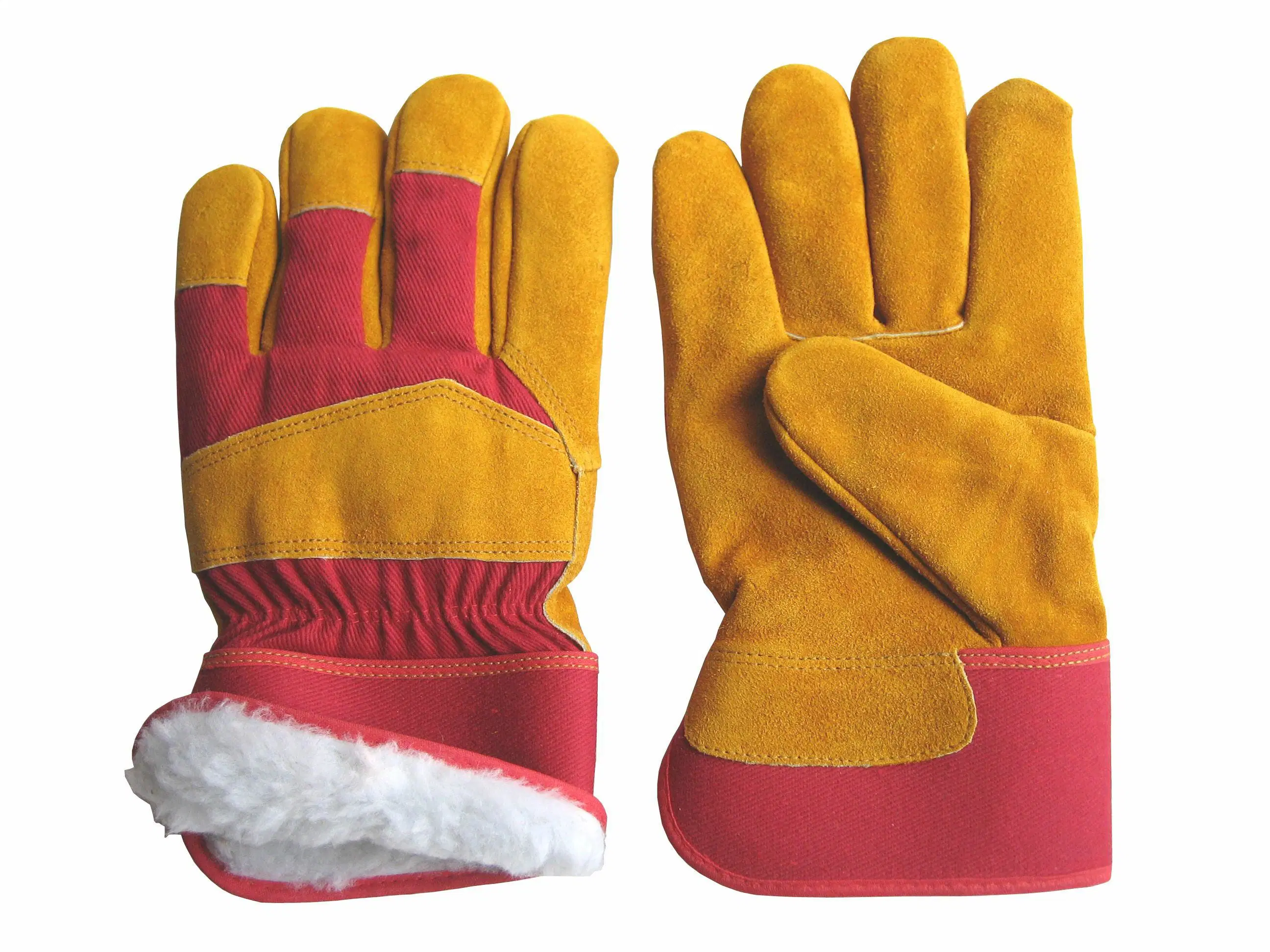 Cowhide Leather Protective Safety Glove with Fully Acrylic Wool Lining for Winter-3082. Al